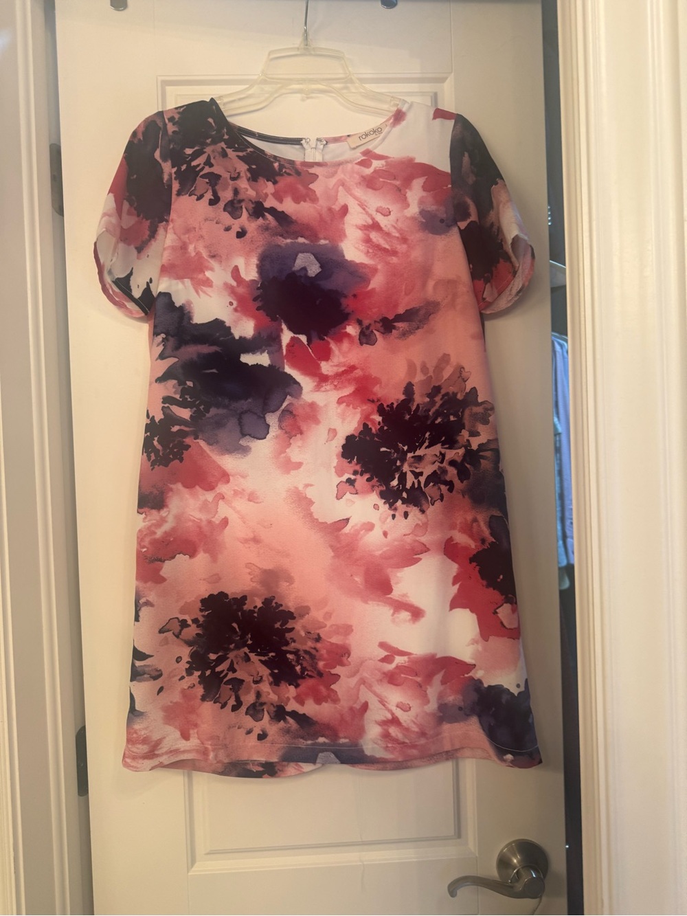 Women’s Floral Watercolor Shift Dress - Pink & Purple